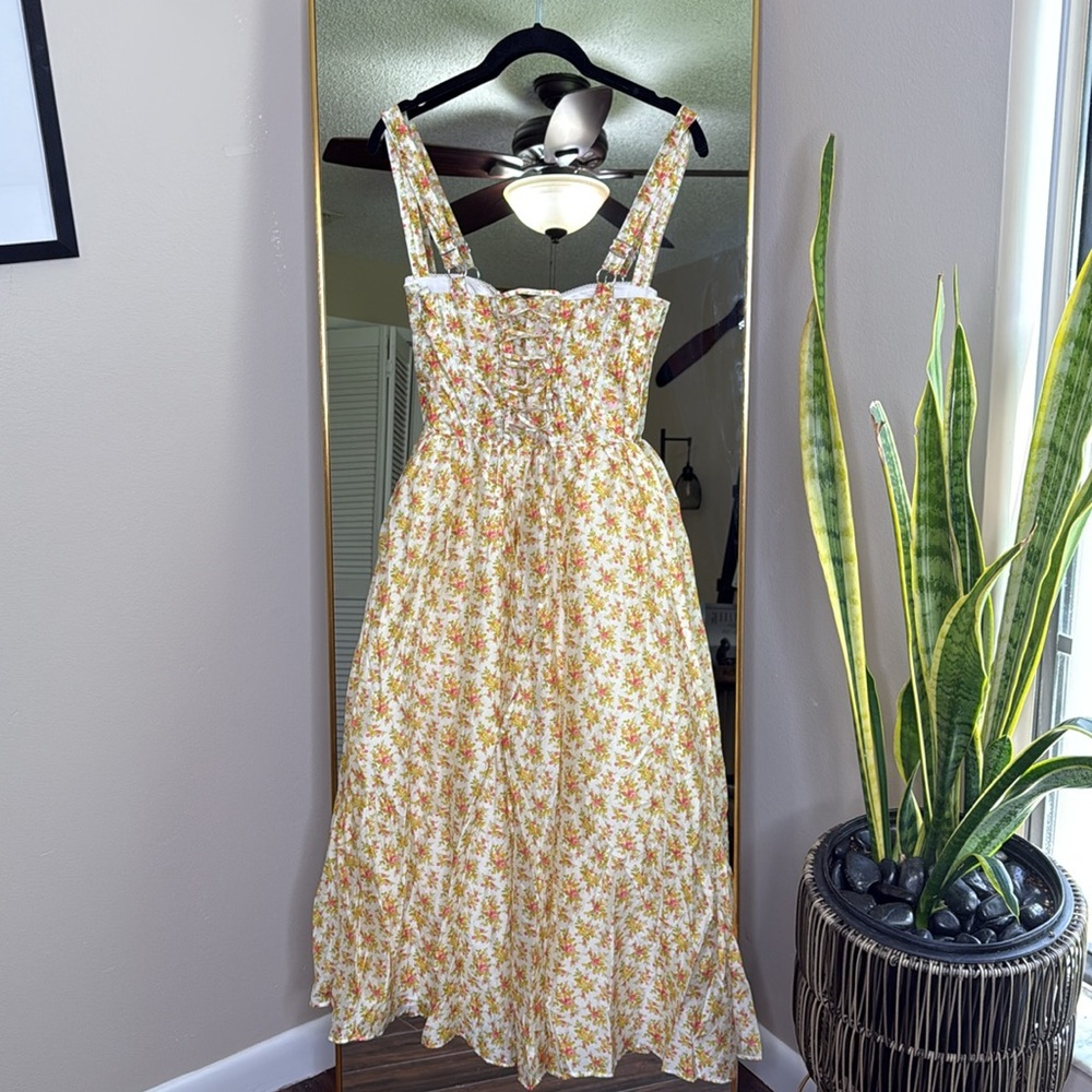 House of CB 'Kelly' Royal Rose Print Corset Midi Sundress - Picture 8 of 10